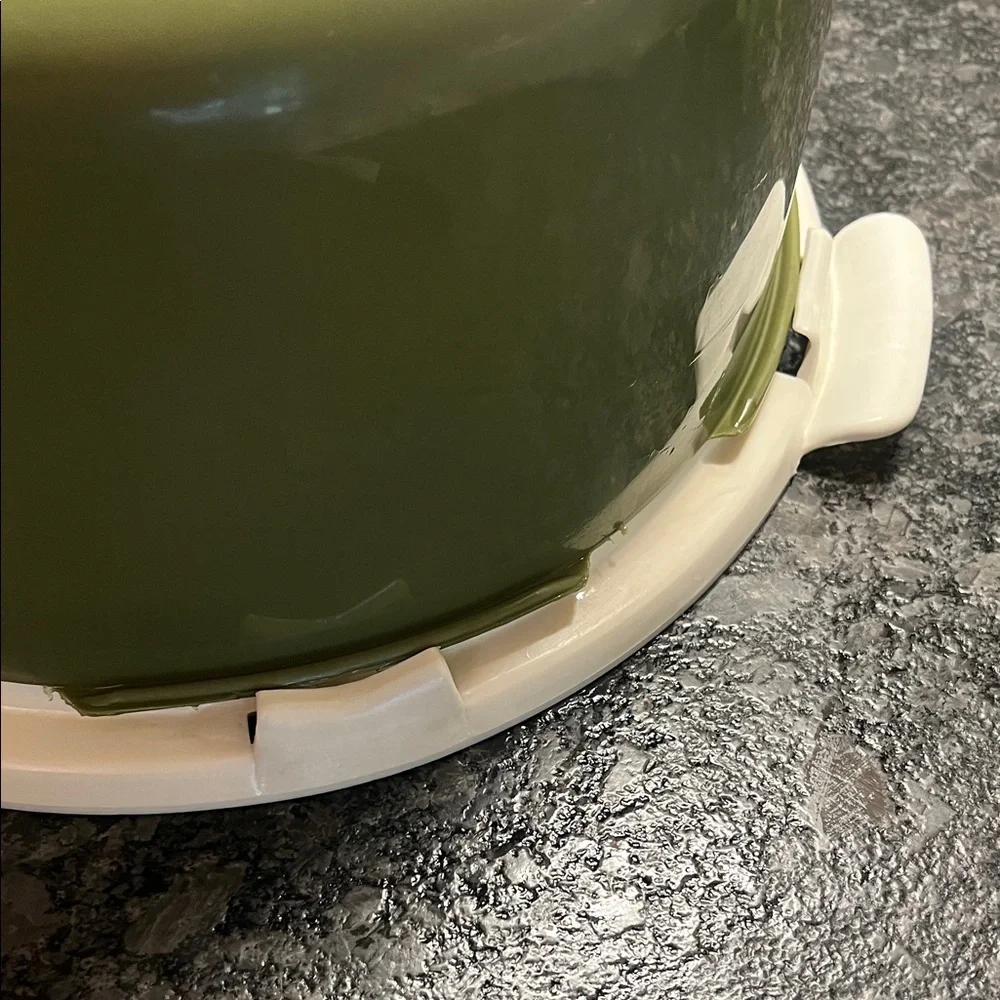 Vintage Green Cake Carrier with White Handle. 11x5.5. Exc condition